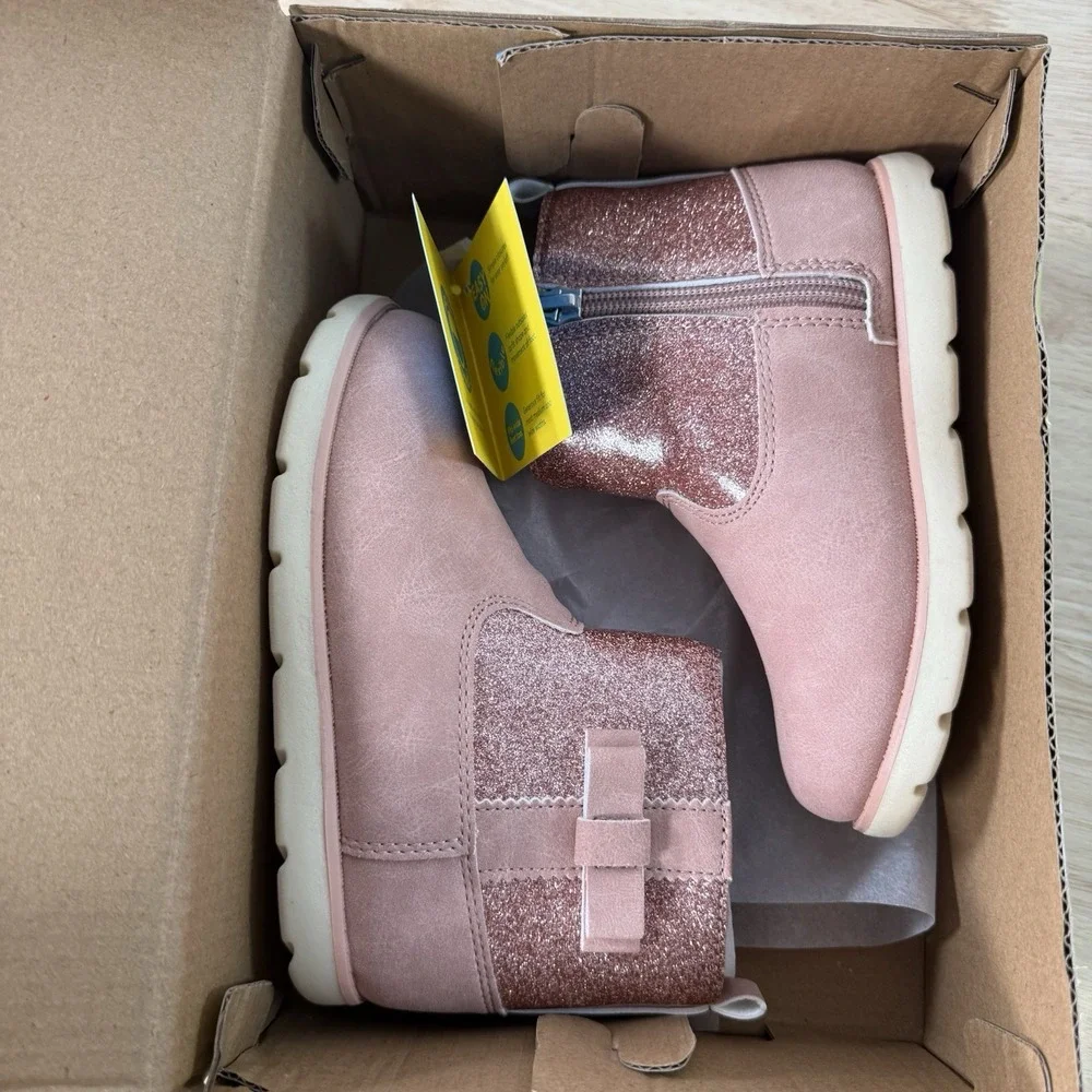 Munchkin Stride Rite Little Girl's Size 10M Avalon Pink Glitter Side-Zip Boots